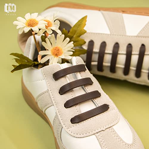 Image of INMAKER No Tie Shoelaces for Kids and Adults, Elastic Shoelaces for Sneakers, Silicone Flat Tieless Running Shoe Laces
