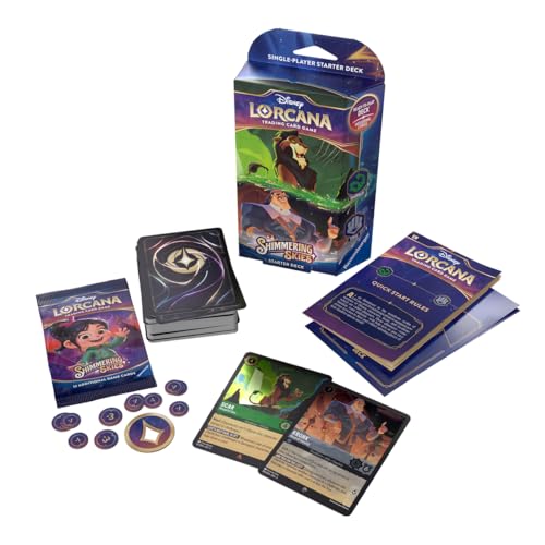 Ravensburger Disney Lorcana TCG: Shimmering Skies - Emerald & Steel Single-Player Starter Deck | Engaging Gameplay | Over 200 Original Disney Artworks | Ideal for Ages 8+