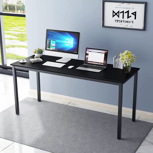 Image of DlandHome 63 inch Computer Desk Home Office Table Writing Desk Study Table Gaming Desk Workstation, Black
