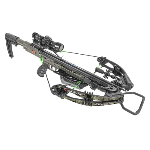 KILLER INSTINCT Boss 405 Crossbow Pro Package with 4×32 IR-W Scope, Rope Cocker, String Suppressors, 3-Bolt Quiver, 3 Hypr Lite Bolts and Field Tips, Stick of Rail Lube