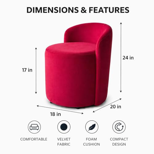 Image of Jaico Wood Seating mudda Puffy Stool Chair for Living Room, Dressing Table, Office, Home Decor, Ottoman pouffes, Sofa Type, and Large .Ottoman and Chair Combined into one (Red)