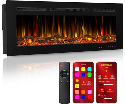Electric Fireplace, Fireplace Electric Heater Touch Screen 50