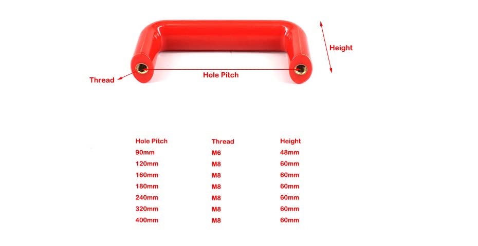 Insulation Machinery Handle 90/160/240/320mm Hole Pitch U Type Cabinet Handle Red Equipment Handle - (Size: 240mm Hole Pitch)