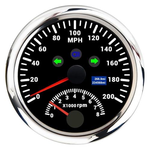 Xs[h[^[ [^[ 85mm {[g } GPS Xs[h[^[ Q[W 0-8000RPM 2 In 1 ԗp^R[^[ EBJ[Cgt ԐF LED obNCg 12V 24V(200MPH-8000RPM BS)