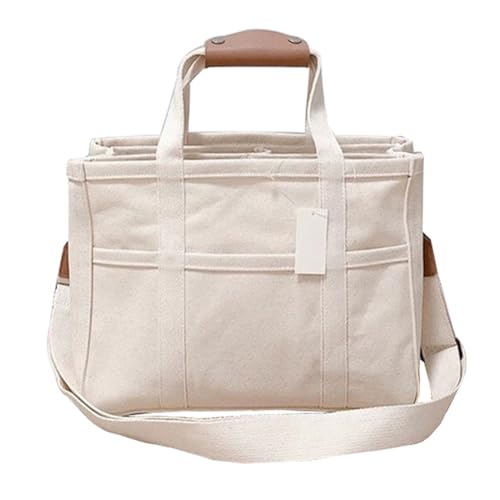 Bimhayuu Canvas Tote Bag mit mehreren Taschen Baby-Wickeltasche Tote Handtasche Multitalent Organizer Casual Shoulder Crossbody Bag mit F&auml;chern f&uuml;r Mama und Papa (Beige)