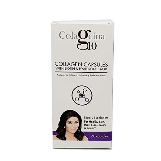 Colageina 10 Collagen Capsules with Biotin, Vitamin E and Hyaluronic Acid for a Younger Look, Promotes Healthy, Strong Nails, Hair, Joints and Bones, Improves Skin Elasticity, Anti-aging, 60 count.