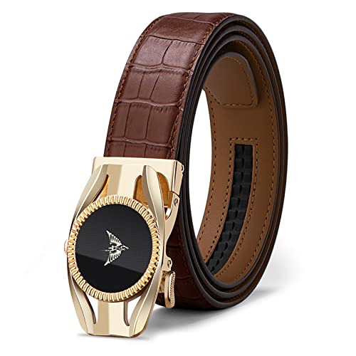 VANNANBA Mens Designer Belts Leather Ratchet Belt Fashion with Gold Black Buckle