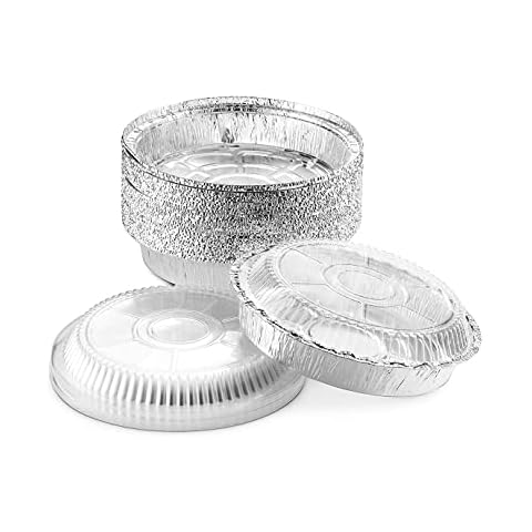 Mr Miracle Round Disposable Aluminum Foil Pans With Clear Plastic Lids. 8 Inch Pans. Pack Of 40 Sets Cover