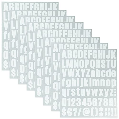 Kit de 8 Hojas de Números Letras de Vinilo Autoadhesivo, Pegatina de Números de Buzón para...