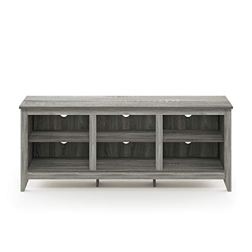 Image of Furinno Jensen TV Stand, TV Entertainment Center with 6 Cube Shelves, TV Console, for TV up to 60 Inch, for Living Room, Bedroom, Grey Oak