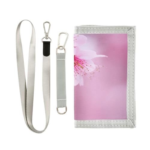 Cherry Blossoms Brilliant Pink Kids Wallet for Boys Girls Trifold Sport Outdoor Wallets for Youth Teen Children Wallet with Zippered Coin Pockets Card Holders Front Pocket Wallets with Magic Sticker2