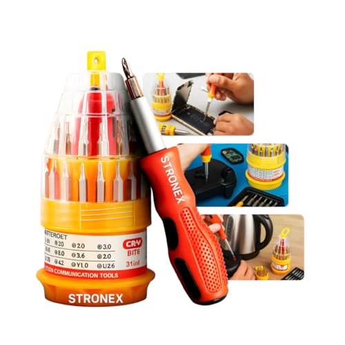 Kit Chaves de Precisão 31 em 1, Jogo Ferramentas Multiuso com Pontas Magnéticas, Chaves Fenda, Torx, Ph Allen, Estojo Compacto, 5.2x2.1cm