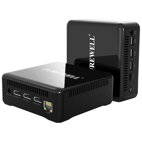 TUREWELL HSI-95 Mini PC Intel Alder Lake N95 (Up to 3.4GHz 4C/4T) 8GB DDR4 256GB Mini Computer Supprot USB 3.1/3x HDMI 2.1/WiFi 6/BT 5.2/Gigabit Ethernet for Business Home Office