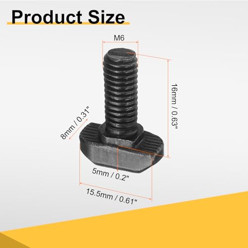 Pernos con ranura en T M6 para perfil de aluminio europeo serie 30, cabeza de martillo uxcell 2