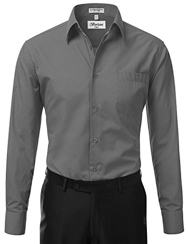 Italy Men's Long Sleeve Solid Premium Dress Shirt2