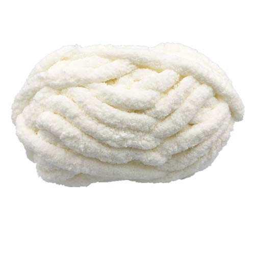 8 Pack Chunky Chenille Yarn For Blanket, White Super Bulky Soft Thick Fluffy Jumbo Giant Washable Polyester Big Yarn For Hand Knitting Extreme Diy Arm Knitting Throw Rugs Pillow 64Oz #TOP5