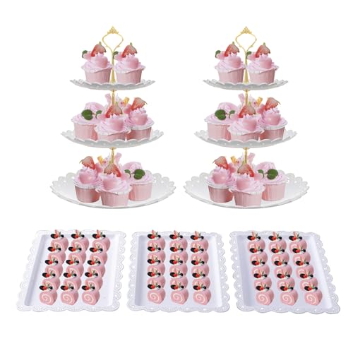 FEOOWV 5 Piece Cake Stand Set with Appetizer Trays Dessert