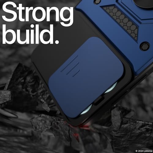 Image of Outlouders Back Cover for Redmi Note 13 Pro 5G / Poco X6 5G | D10 Tough Armor 360 Protection Case with Sliding Camera Shield & Ring Holder Stand Bumper Case (Blue)