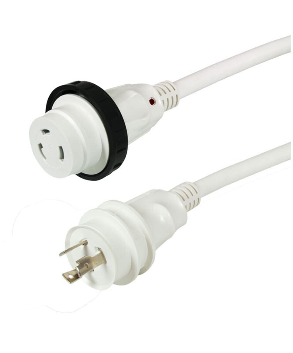 Marinco 30A 125V Marine Shore Power Cordset, White, 25 Ft, 25SPPW