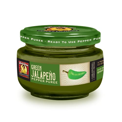 Image of Louisiana Pepper Exchange Green Jalapeno Pepper Puree Sauce Salsa, Hot Spicy Flavor Seasoning, Plant-Based, Gluten-Free, Replaces Diced Jalapenos, 4 oz