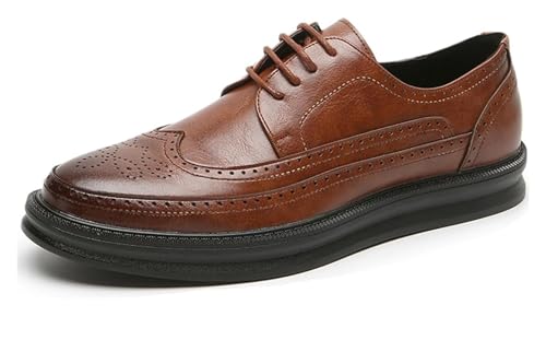 Men's Casual Wingtip Dress Sneakers Classic Leather Dress Shoes Fashion Platform Wingtip Oxford for Men