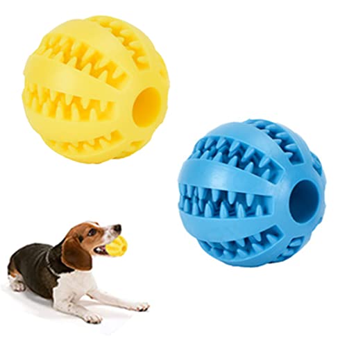 2 Piezas Pelota de Caucho Natural，Pelota para Perros，Diámetro: 6 cm，Se utiliza para combatir la incrustación dental, la Placa dental y el cuidado dental.
