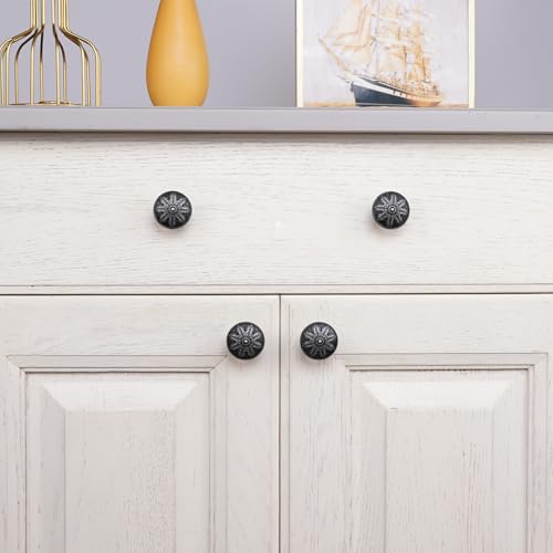 Image of 4 Pack Antique Silver Cabinet Knobs Vintage,1.4 inch Round Vintage Silver Kitchen Cabinet Handles for Cabinets and Dresser Drawers,Dresser Knobs Drawer Knobs