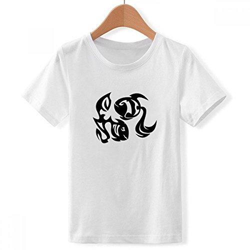 Cadeau Anniversaire Garçon T-shirt Blanc Poissons avec Constellation Multicolore