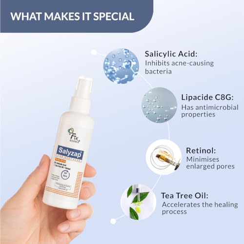 Image of Fixderma 2% Salicylic Acid Salyzap Body Acne Spray For Acne on Back, Shoulders, Neck & Chest to improve Breakouts & Uneven skin texture for Women & Men - 100ml