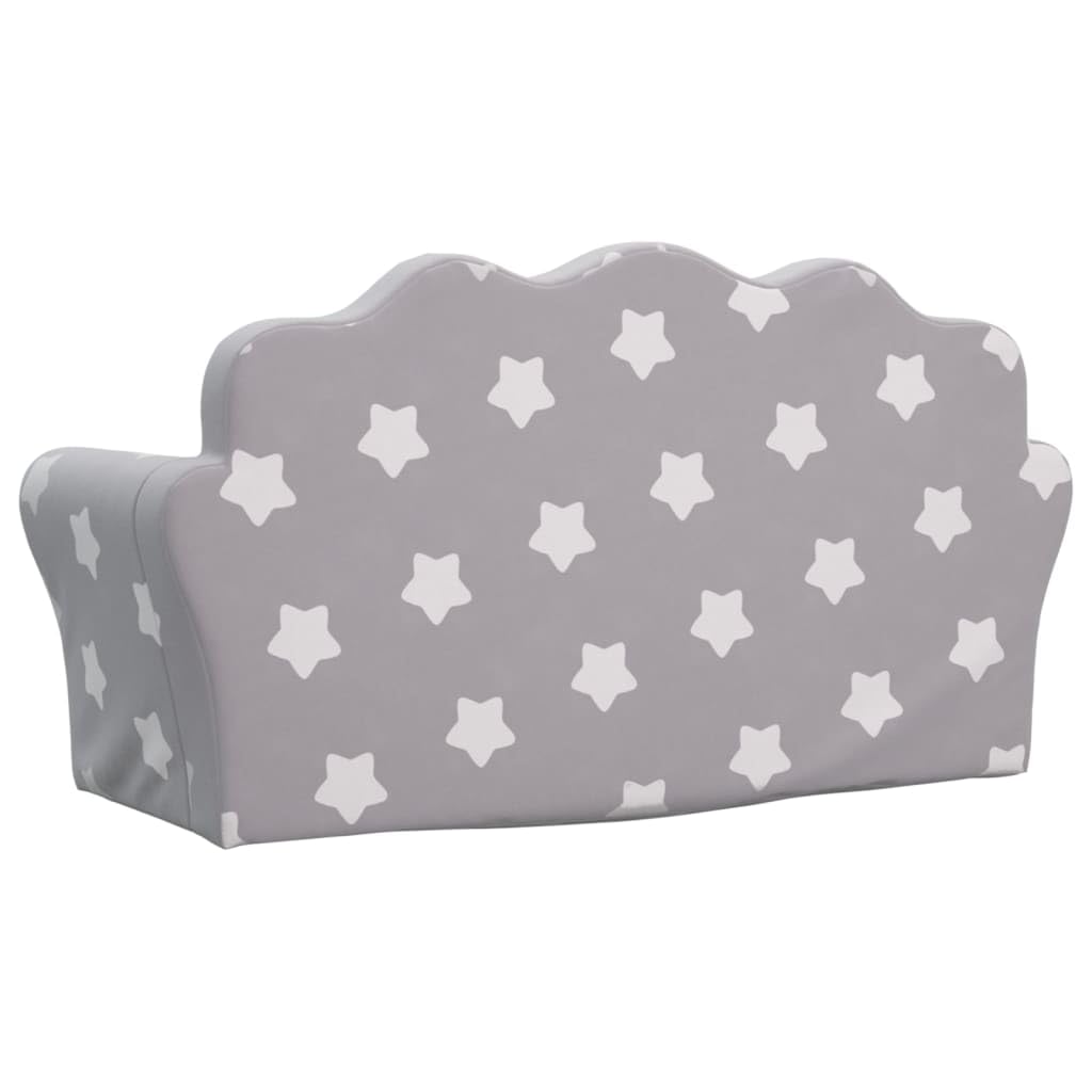 vidaXL Divano Letto Bambini a 2 Posti Grigio Chiaro con Stelle Peluche
