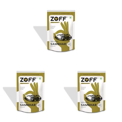 Image of Zoff Sambhar Masala Powder - Authentic Sambar Masala Powder - Premium Zip Lock Pouch - Net Weight - 100g (Pack of 3)