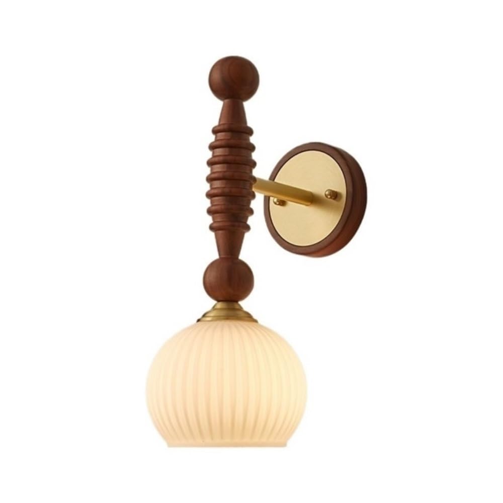 birene Wall Lamp Vintage Bedroom Bedside Lamp Walnut Brass Living Room Background Aisle Wall Lights