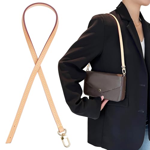 Image of Genuine Vachetta Leather Strap Replacement Handbag Shoulder Purse Strap for Speedy Bags(Apricot-Width:0.39in,Length:23.6in,Single Buckle)