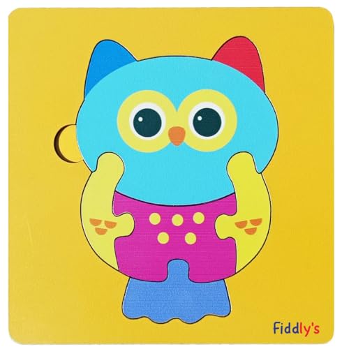 Image of Fiddlys 3D Cute Cartoon Wooden Jigsaw Puzzles for Kids & Children Double Layered Wooden Puzzles with Bright Front & Back Print (Pack of 4 Baby Animal + Ship)