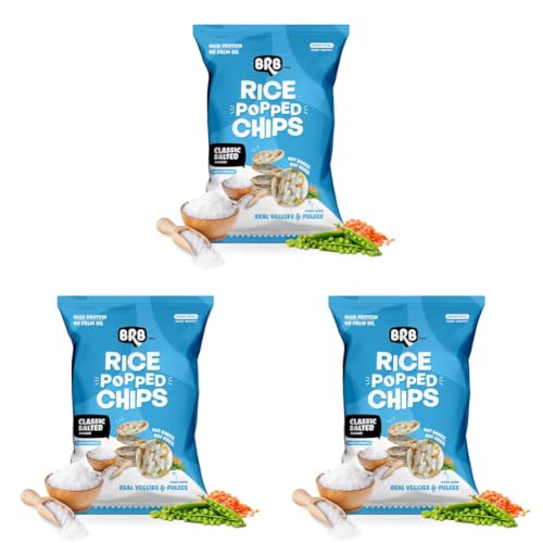 Image of BRB Rice Popped Chips | Classic Salted Flavour | Not Fried. Not Baked | High Protein | 50% Less Oil, No Palm Oil, Healthy Snack | 48g /54g Pack (weight may vary) (Pack of 3)