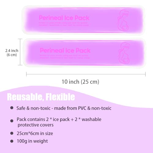 Image of Perineal Cooling Pad, Postpartum Cold Packs Gel Bead Ice Pack Cold Therapy for Women After Pregnancy and Delivery, 2 Ice Pack and 2 Cover (Purple Gel Ice Pack)