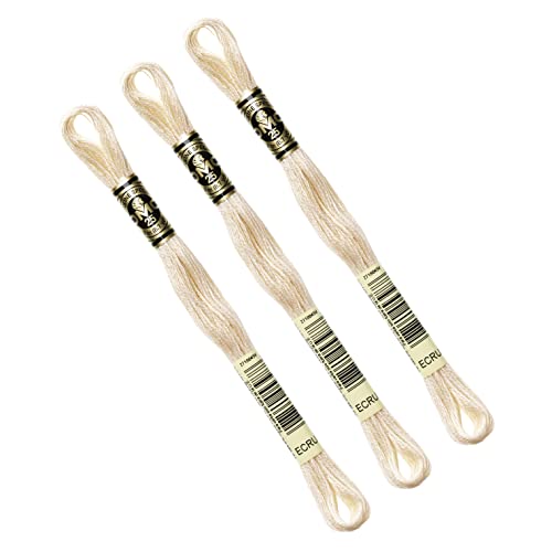 DMC   Pack de 3 madejas Mouliné Spécial 117MC ECRU   Hilo de bordar 100% algodón   Se adapta a todas las técnicas y soportes de bordado, ideal para el punto de cruz