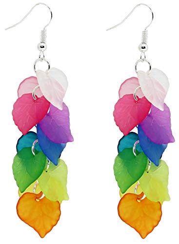 Bluebubble ENGLISH GARDEN Leaf Cluster Earrings Gift Boxed (Retro Rainbow Colours)