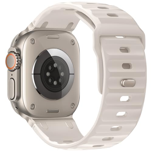 Image of Compatible with Apple Watch Strap Ultra2 /Ultra 49mm Series 10 /9 /8 /7 /6 /5 /4 /SE Soft Silicone Sport Strap Rugged iwatch Band 45mm 44mm 46mm with Stainless Steel Adapter for Men Women