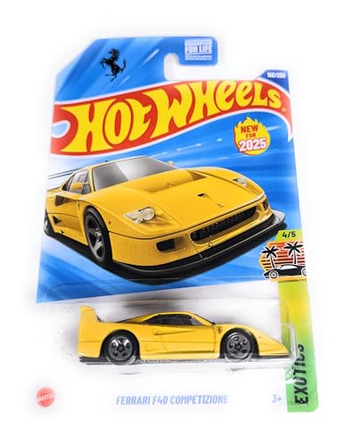 Compatible with 1:64 Diecast Hot Wheels Ferrari F40 Competizione, Yellow, Die-Cast Metal, 1:64 Scale, New for 2025, 3+
