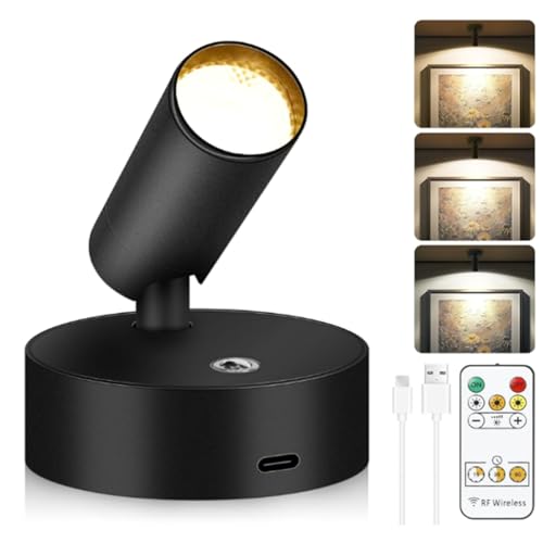 Wireless Spot Lights Indoor Rechargeable Uplighting Indoor With TimerDimmable 3Cct Tree Battery Operated Led Spotlight Accent Up For Plant Artwork Plant - Black