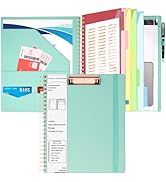 HAUTOCO Leather Clipboard Folio with Storage Zipper Pouch, Notepad, Business Card Holder, 5 Divid...