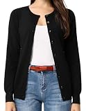 GRACE KARIN Lightweight Cardigans for Women Long Sleeve Crewneck Button Down Outwear Cardigan (3XL,Black)