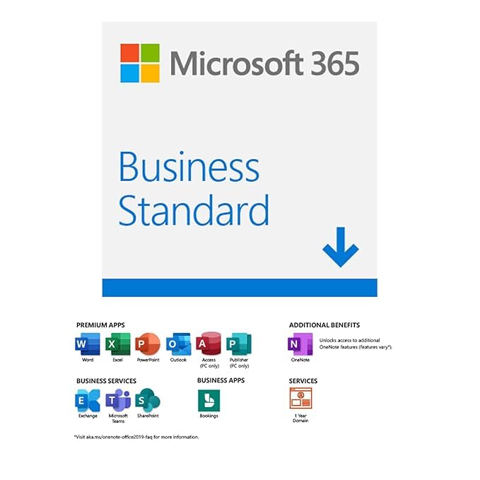 Image of Microsoft 365 Business Standard for 1 User, 12-Month /1 year Subscription (Windows /Mac /iOS /Android) (Email delivery in 1 hours- no CD)