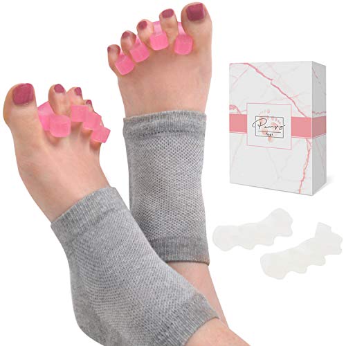 PampyFeet Silicone Toe Separators with Moisturizing Ankle Sleeves for Dry Cracked Heels