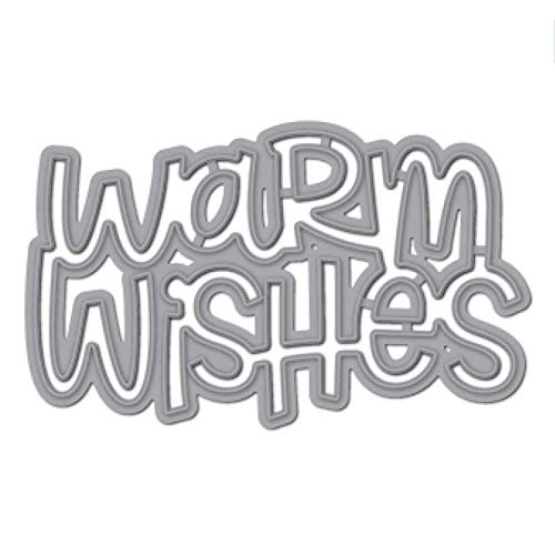 Plantillas de corte de metal con texto en inglés 'Warm Wishes Greet Words', troqueles de recortes de metal, plantillas hechas a mano para tarjetas de Navidad, álbumes de fotos, tarjetas, decoración de