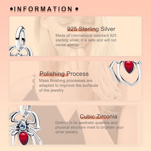 Image of S925 Sterling Silver Romantic Charm Pendant, Gifts for Family Friends Girlfriend, Valentine's Day Birthday Christmas Anniversary, Bracelet Necklace Bead Dangle Charm for Women Jewelry