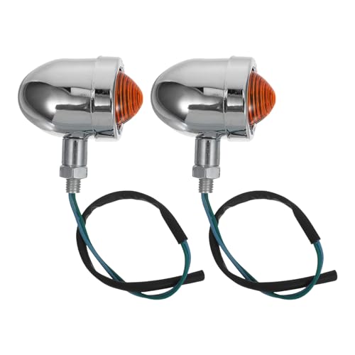 ibasenice Intermitentes LED Retro para Motocicleta 2 Piezas Carcasa Plateada Cubierta Amarilla Intermitente Delantero y Trasero Impermeables para Uso Carretera