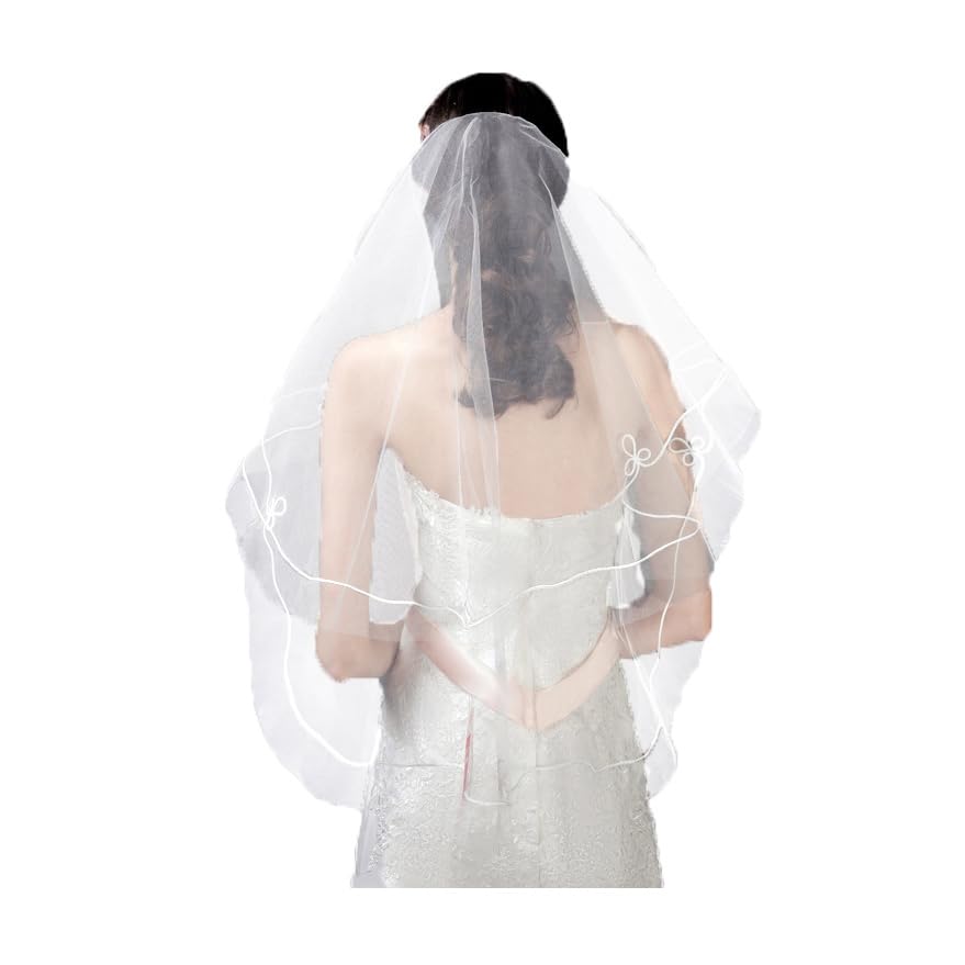 SCHOLMART Bridal Veil Medium Length, Tulle Bachelorette Party Wedding Veil, Veil With Comb for Wedding Hen Party (Medium Length Veil)