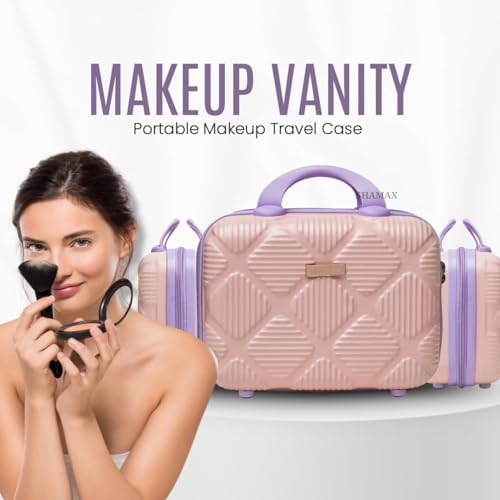 Image of SHAMAX Makeup Organizer Box for Women | Bridal Makeup Case Lockable Vanity Case for Cosmetics, Jewellery & Beauty Storage Organizer, Gift for Women (Cream)